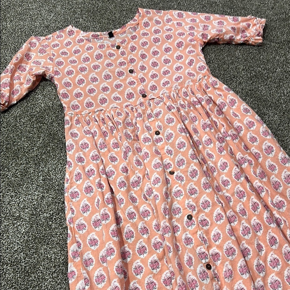 Peasant Pink and White Patterned Dress - marked EU size 40 - fits like a 6/8 Med - Picture 7 of 10